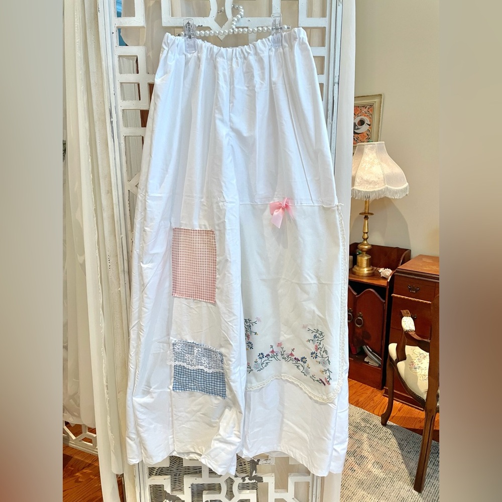 Cottagecore Patchwork And Embroidery Spring Wide … - image 1